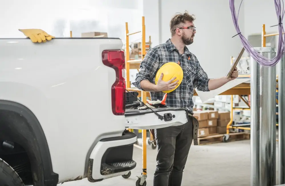 worker checking plans